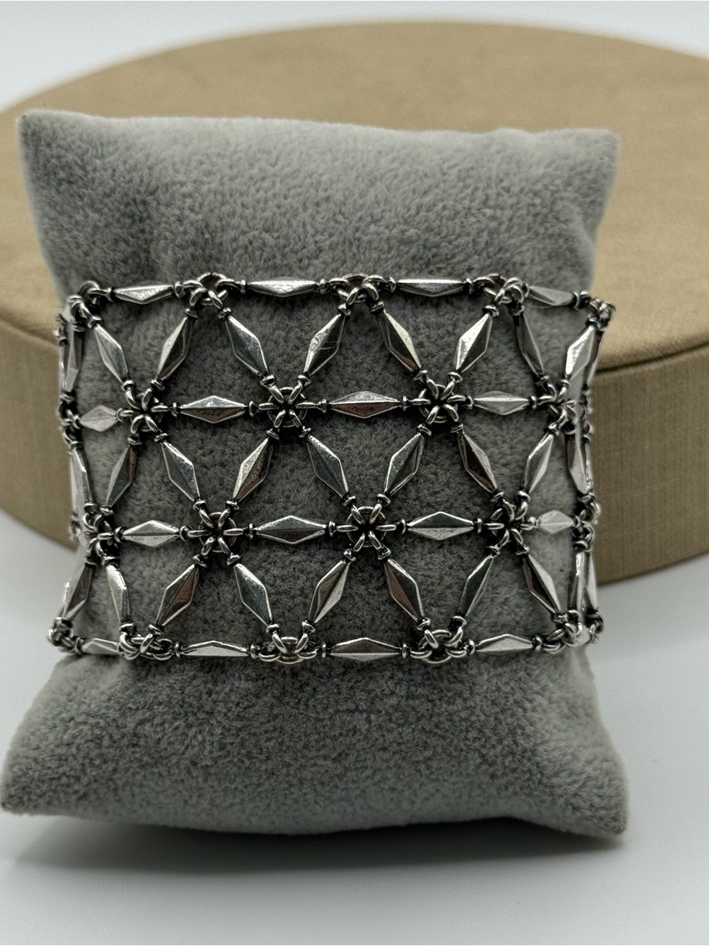 Lucky brand Silver Tone Lattice-Link Wide Bracelet